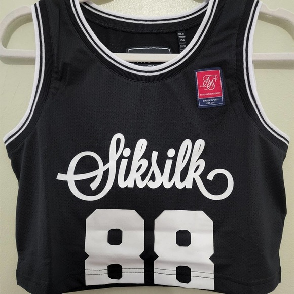 Sik Silk Retro Sport Crop Vest in Black - NWT - Picture 6 of 13